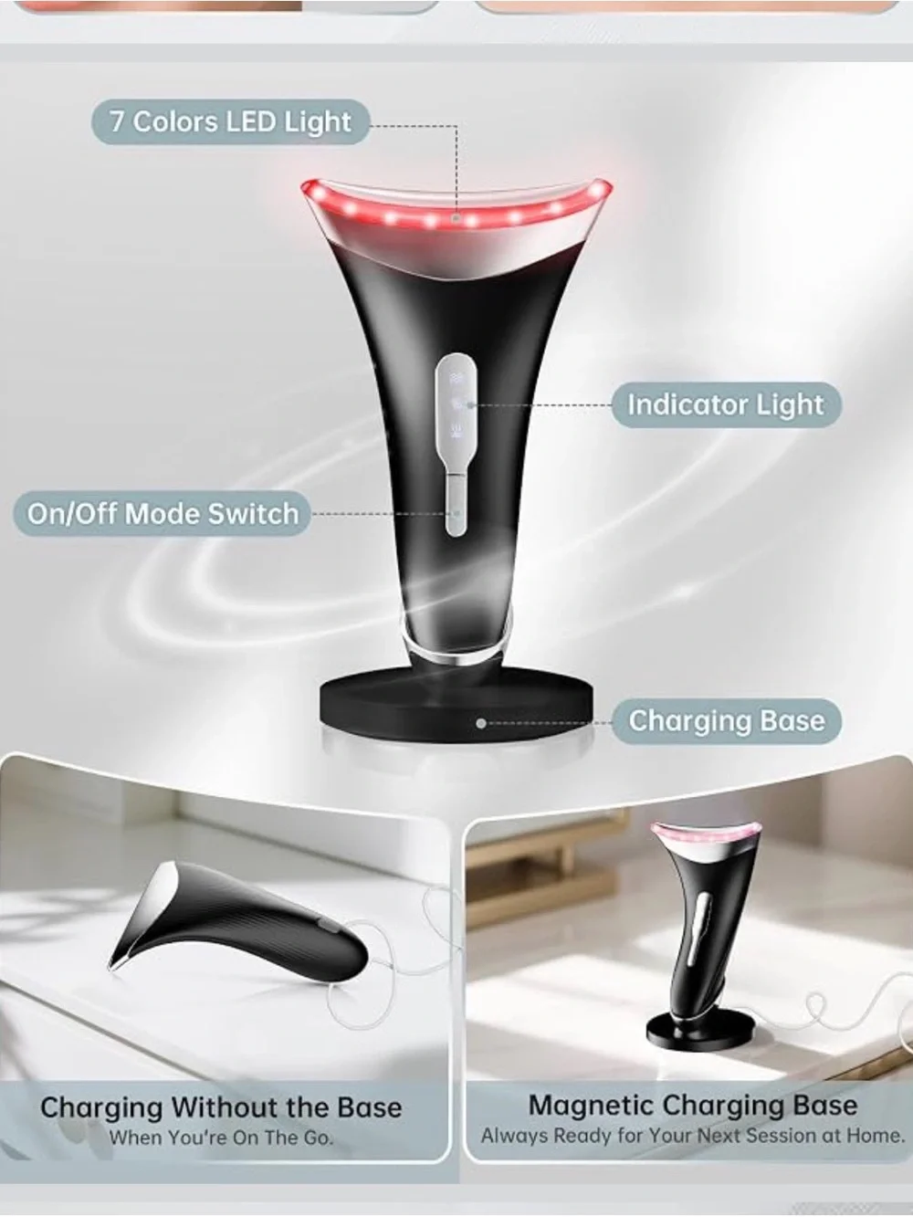 LED Color Therapy Facial Device - Black NWT